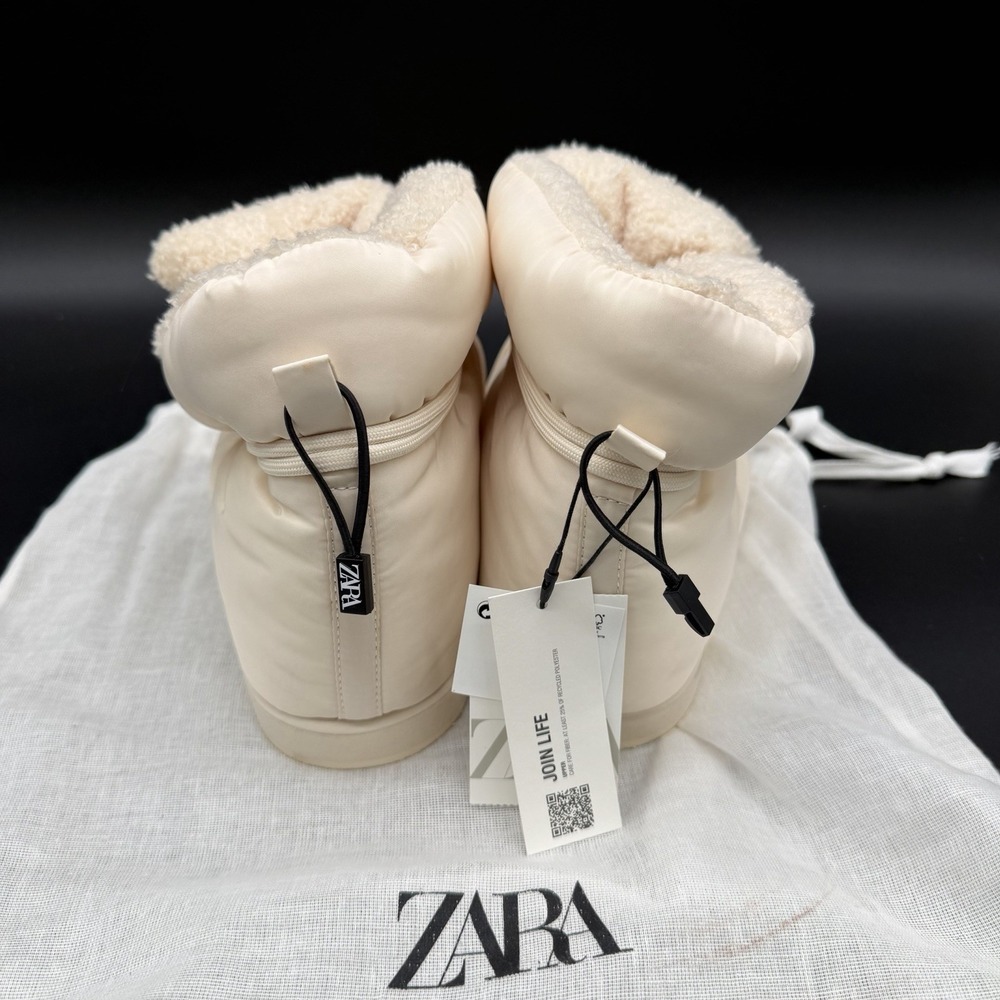 NWT Zara Puffer Ankle Boot Women's EU 40 White Winter Puffer Style Insulated - Picture 5 of 7